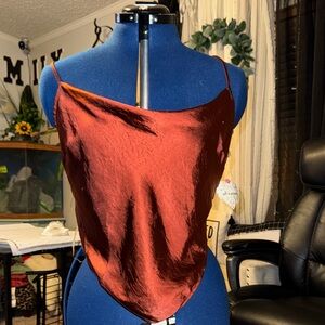 Self Esteem Satin Camisole Top - Deep Rust